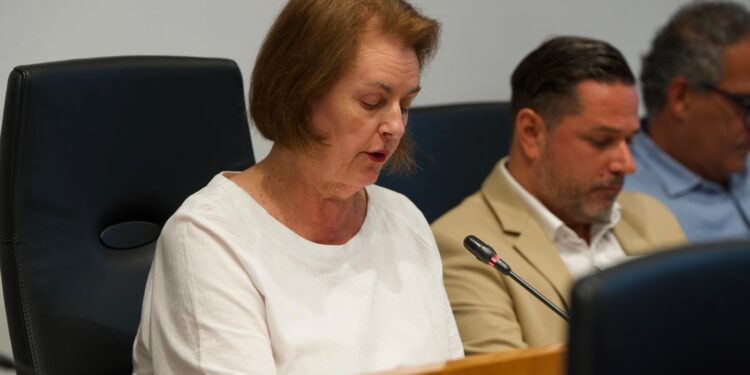La concejala Carmen Domínguez durante el pleno