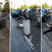 Imágenes del punto de contenedores detrás de Santa Cruz en días diferentes. Fotos Noudiari.es