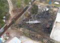 Vista de dron del material calcinado. Foto de Bombers d'Eivissa