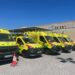 Ambulancias aparcadas al sol en Ibiza. Precisamente, trabajadores de GSAIB han denunciado en reiteradas ocasiones que los vehículos de emergencias se encuentran a la intemperie, a altas temperaturas.