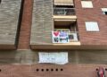 Pancartas de protesta contra el aparcamiento de Sa Real en Ibiza. Foto P.N.