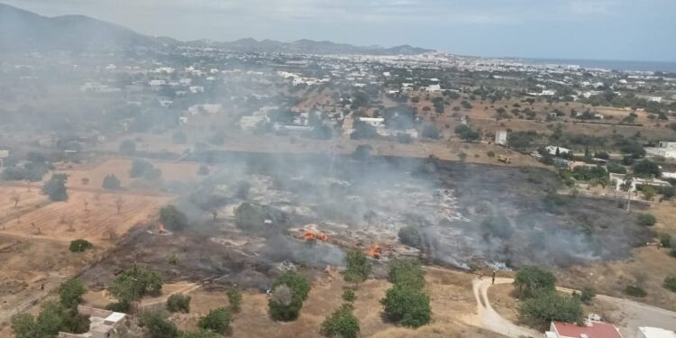 Imagen de la zona afectada por el incendio, compartida por la Conselleria de Medio Natural este mediodía en X.