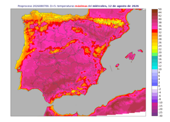 Mapa especial de la Aemet para el día del eclipse que se irá actualizando. En este caso, indica el calor.