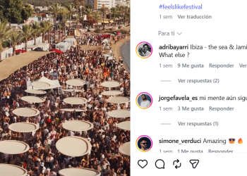 Redes de Feels Like Ibiza Festival del día del eclipse en Sant Antoni, en la playa de s'Arenal.
