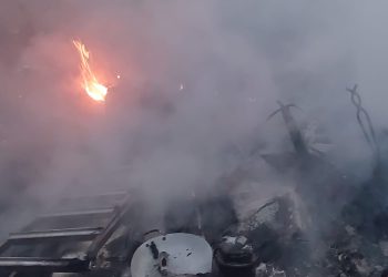 Imagen cedida por los bomberos de Ibiza del incendio mortal ocurrido en el Camí des Jondals.