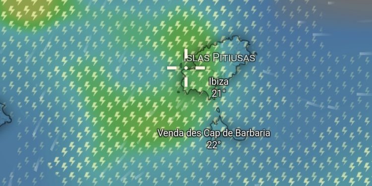 Imagen de Windy este mediodía en Ibiza.