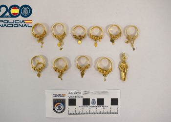 Joyas recuperadas por la Policía Nacional procedentes del robo en la Joyería Pomar el pasado 27 de agosto.