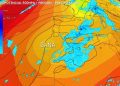 La previsión de la Aemet sitúa la DANA sobre el Mediterráneo.