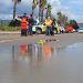 Equipos de Emergencias y de la UME comprueban la situación en Platja d'en Bossa, en el municipio de Sant Josep. Foto: Govern
