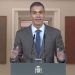 Pedro Sánchez, hoy en Moncloa, donde ha anunciado el adelanto electoral