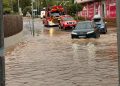 Inundaciones acumuladas en la zona de Cala Tarida debido a las lluvias del fin de semana pasado, cuando un vertido provocó el cierre de la playa. Foto: Vecinos Cala Tarida